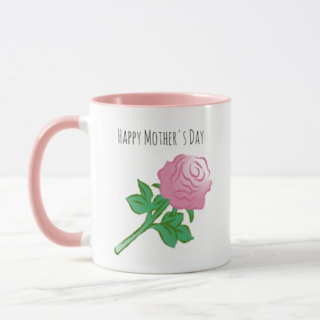 Mug Jolie et belle rose rose (Gauche)