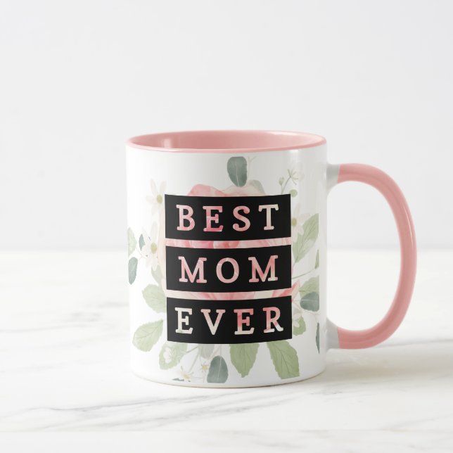 Mug Jolie et moderne l Meilleure maman chaque l Floral (Droite)