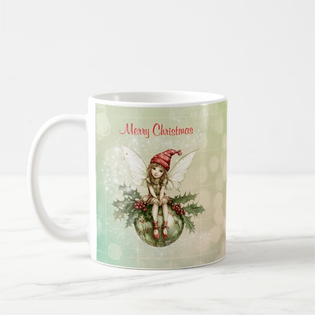 Mug Jolie fée de Noël sur un ornement (Gauche)