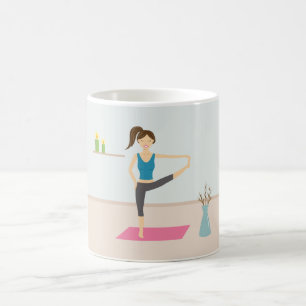 Mug Jolie Femme Pratiquant Le Yoga Dans Une Salle Élég