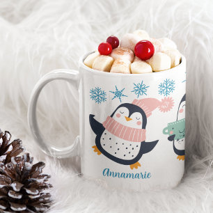 Mug Jolie Fête de Pingouin d'hiver personnalisé