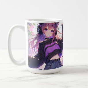 Mug Jolie fille Anime dans casque avec oreilles de cha