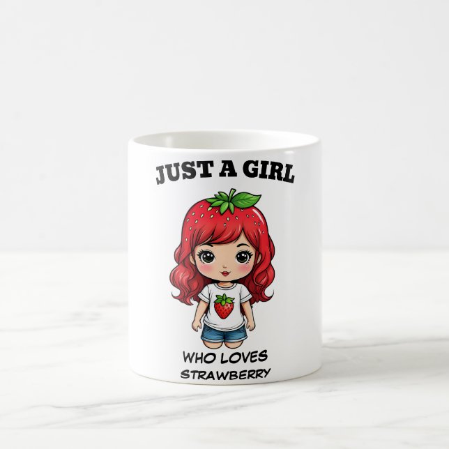 Mug Jolie Fille aux Fraises Art Kawaii (Centre)