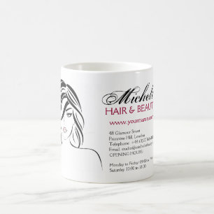 Mug Jolie fille avec cheveux ondulés et Icône maquilla