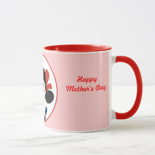 Mug Jolie Fille avec des Rubans Rouges Illustration po