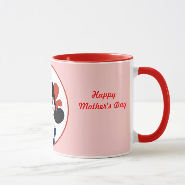 Mug Jolie Fille avec des Rubans Rouges Illustration po (Droite)
