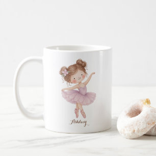Mug Jolie fille ballerine à l'aquarelle Nom personnali