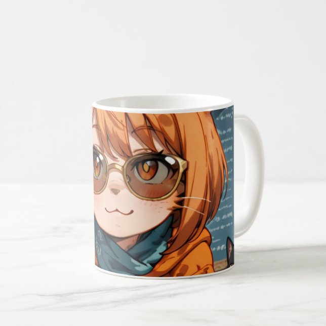 Mug Jolie Fille Chat Anime  (Devant droit)