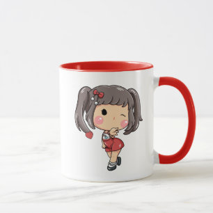 Mug Jolie Fille Chibi Clignant avec des NattesKawaiiCa