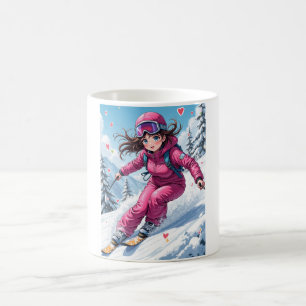 Mug Jolie Fille d'Anime faisant du Ski   Sports d'Hive