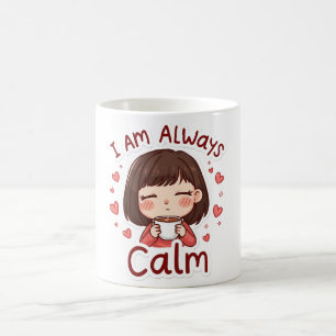 Mug Jolie Fille de Dessin Animé Souriante, Je Suis Tou