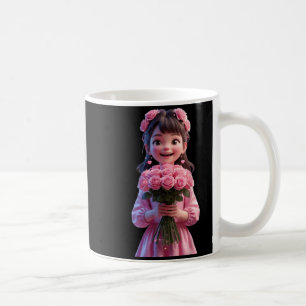 Mug Jolie Fille Enlaçant des Fleurs Design Drôle Unise