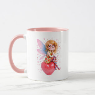Mug Jolie Fille Fée Avec Des Lunettes Rouges