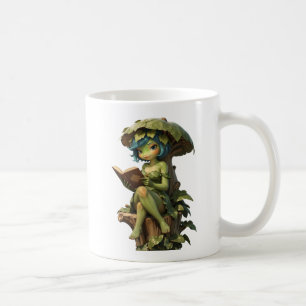 Mug Jolie Fille Grenouille Lisant un Livre Sous une Fe