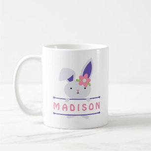 Mug Jolie fille Lapin de Pâques Nom personnalisé