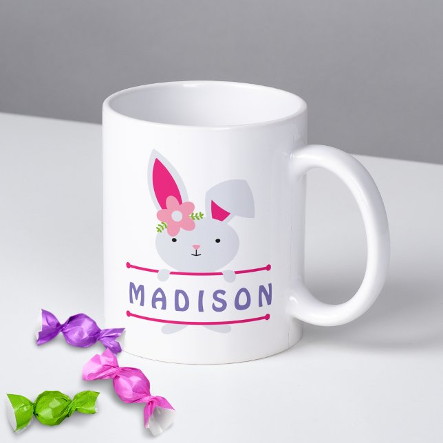 Mug Jolie fille Lapin de Pâques Nom personnalisé (Créateur téléchargé)