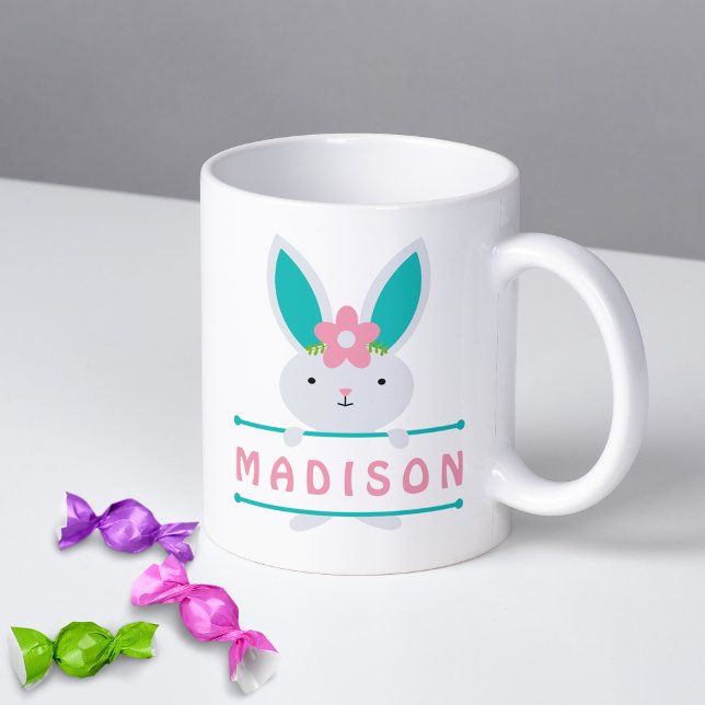 Mug Jolie fille Lapin de Pâques Nom personnalisé (Créateur téléchargé)