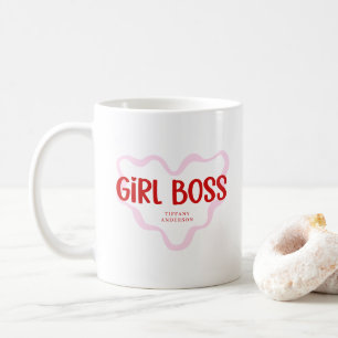 Mug Jolie fille patron rose et rouge nom personnalisé