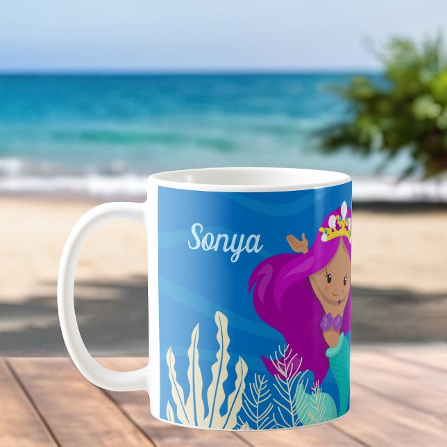 Mug Jolie fille sirène sur mesure enfants plage (Créateur téléchargé)