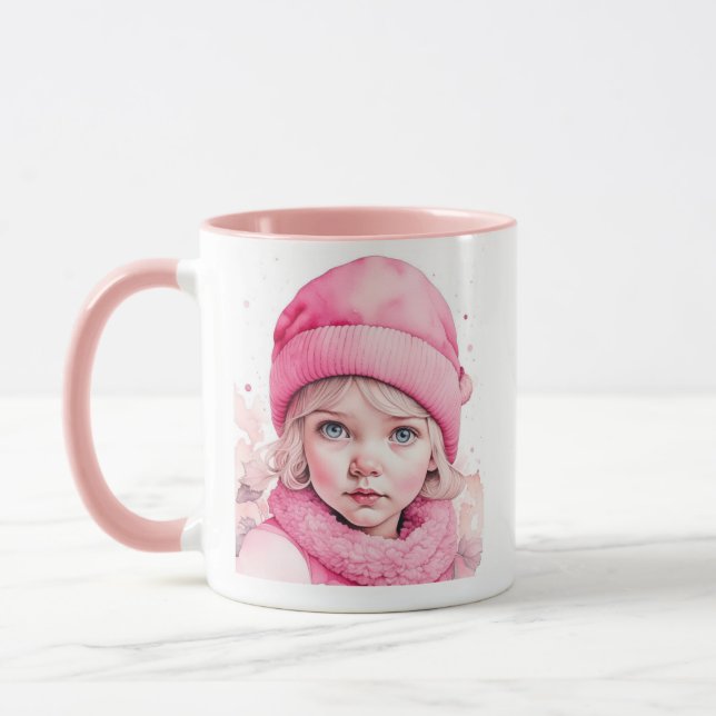 Mug Jolie fille vintage rose et citation (Gauche)
