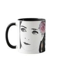 Jolie fille visage de la mode illustration rose ro