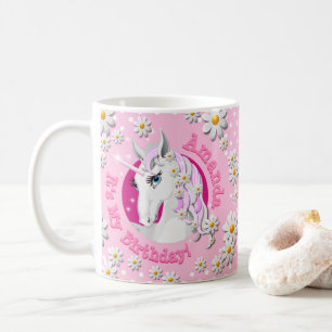 Mug Jolie Filles Roses Personnalisée Unicorn Party