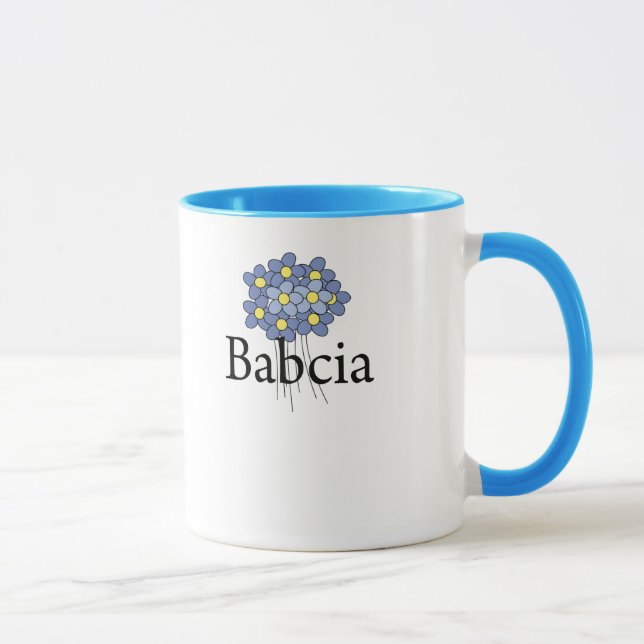 Mug Jolie fleur bleue T-shirt Babcia (Droite)