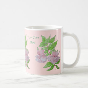 Mug jolie fleur fuchsia rose à fleurs feuilles