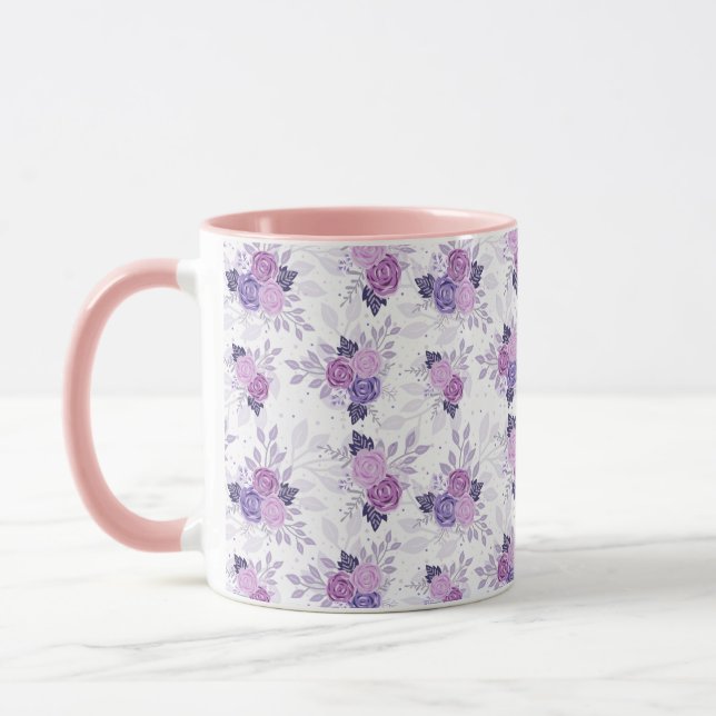 Mug Jolie Fleur Rose Violet (Gauche)