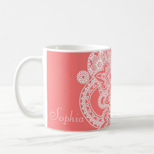 Mug Jolie fleur tendance henné design dessiné à la 