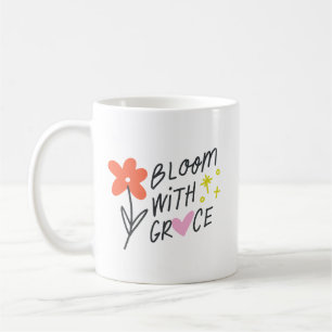 Mug Jolie floraison avec une fleur rouge dessinée à la