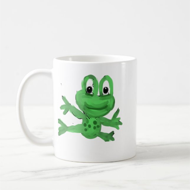 Mug Jolie grenouille verte dessinée à la main (Gauche)
