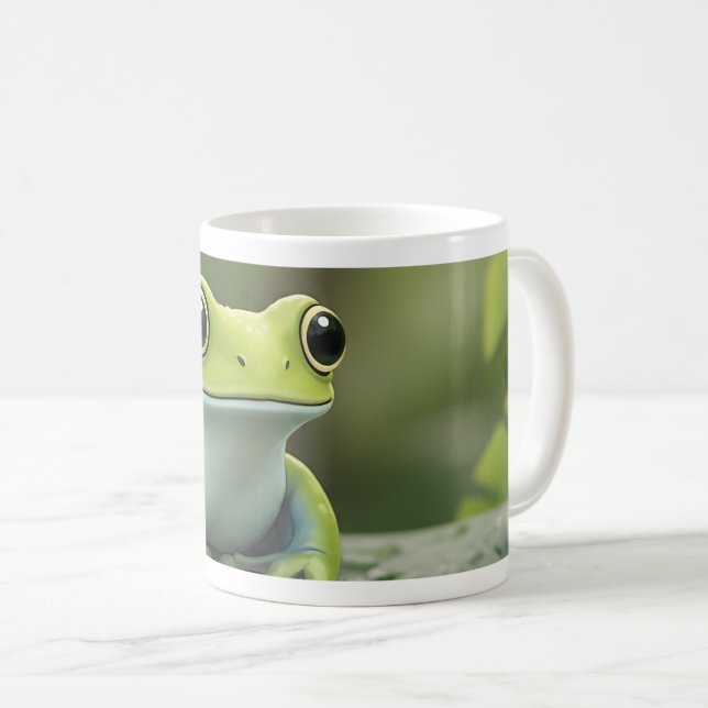 Mug Jolie grenouille verte sur feuille (Devant droit)