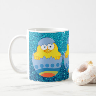 Mug Jolie Hachure De Poulets De L'Oeuf De Pâques Bleu