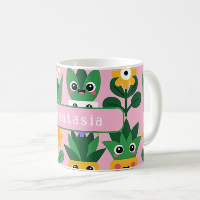 Mug Jolie impression de plante en pot personnalisable (Devant droit)