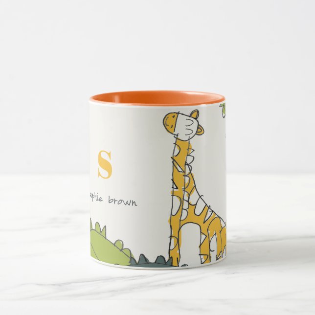 Mug Jolie Jaune vert sauvage Jungle Giraffe Enfant tir (Centre)