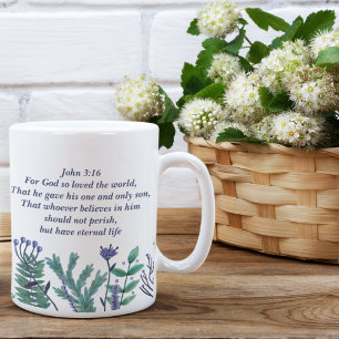 Mug Jolie John 3:16 Jolie citation chrétienne florale