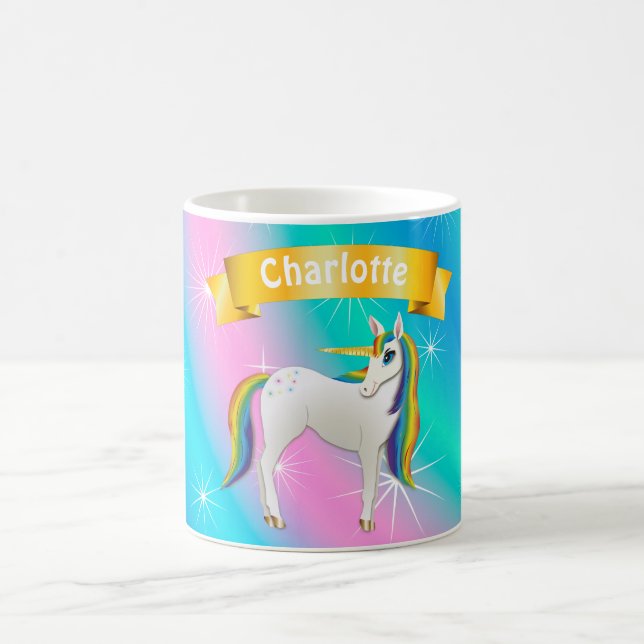 Mug Jolie licorne magique avec crinière arc-en-ciel (Centre)