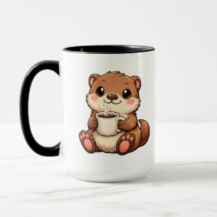Mug Jolie loutre avec café – Animal Kawaii Cozy