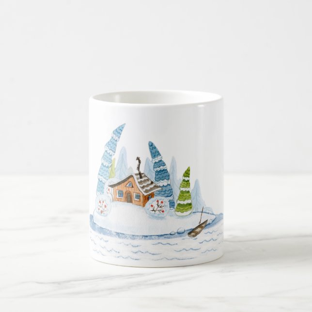 Mug Jolie maison d'hiver Couleur de Noël (Centre)