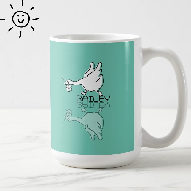Mug Jolie oie sarcelle réflexion Doodle Nom personnali (Créateur téléchargé)