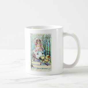 Mug Jolie Pâques Fille En Panier Avec Panier À Pousset