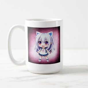Mug Jolie petite fille anime au café Latte Pun