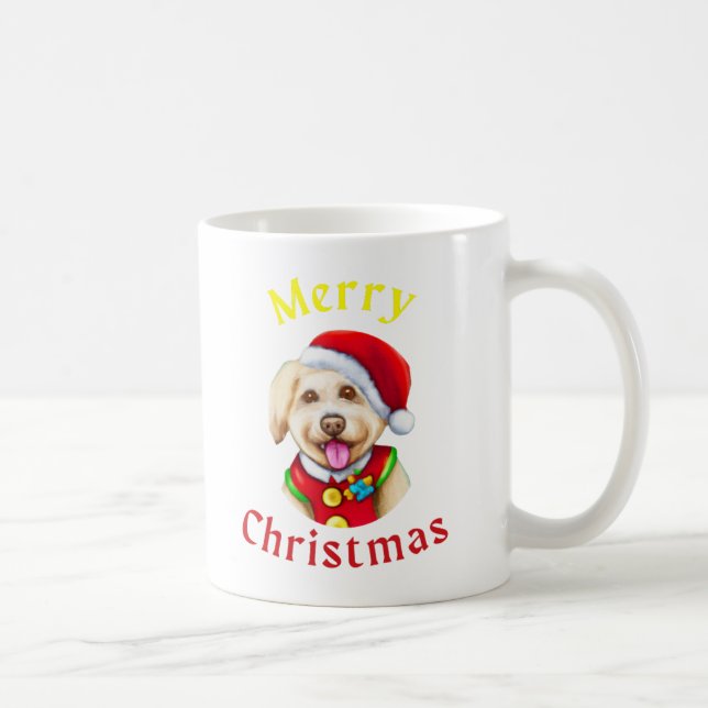 Mug Jolie petite Père Noël Pup de Noël heureux (Droite)