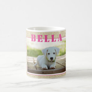 Mug Jolie Photo de Chien Rose Rustique et Nom
