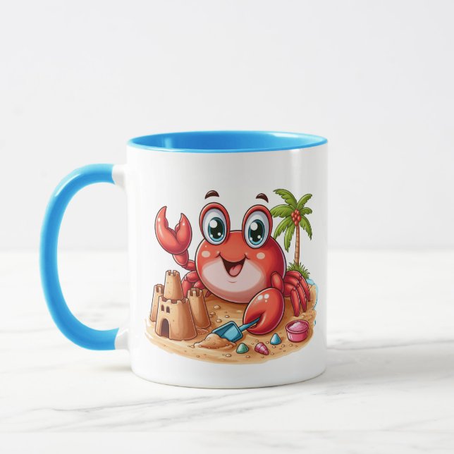 Mug Jolie plage maison crabe ajouter monogramme (Gauche)