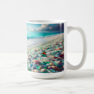 Mug Jolie plage océanique avec verre de mer