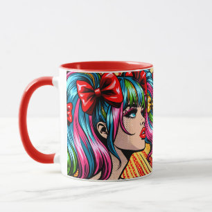 Mug Jolie Pop Art Comic Girl with Bows