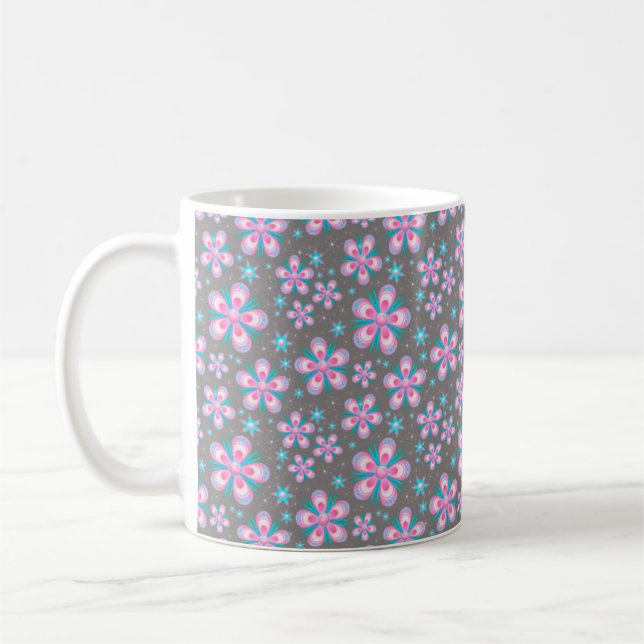 Mug Jolie rose et gris floral (Gauche)