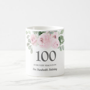 Mug Jolie rose Floral femmes 100e anniversaire Cadeau
